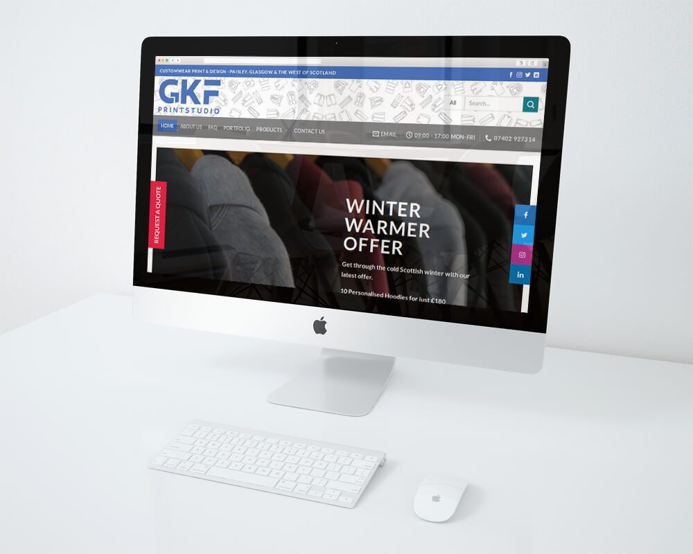 iMac, mockup, GKF Print Studio, Screen, desktop, web design, website